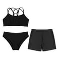 thumbnail image 3 of YONGHS Girls 3 Piece Swimsuits Bathing Suit Sports Crop Top Briefs Swim Trunks Outfits Swimwear Black-C 14, 3 of 7