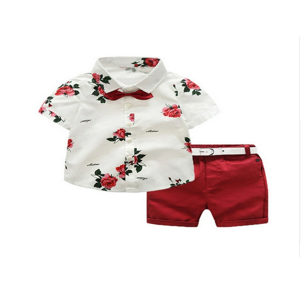 PENGXIANG Toddler Baby Kids Boys Floral Gentleman Tie Tops