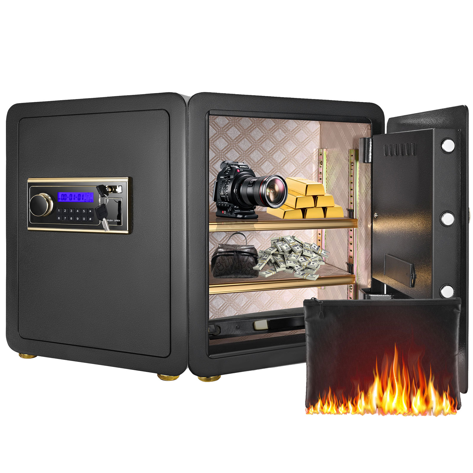 PHOGEO Fireproof Safe Box ,1.8Cub Large Safe Digital Safe Box Fireproof