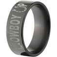 thumbnail image 2 of 8mm Flat Black Zirconium Ring with "Cowboy Up" Laser Design, 2 of 3