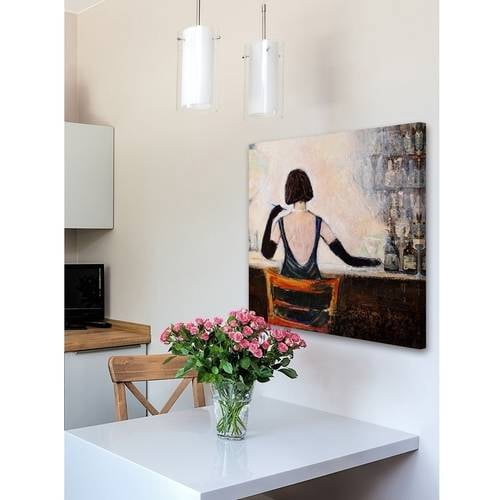 "Bar Scene Woman" Painting Print on Wrapped Canvas