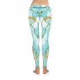 thumbnail image 4 of SUNENAT Turquoise and Golden Marble Stone Stretchy Capri Leggings Skinny Yoga Sports Pants XXXL, 4 of 4