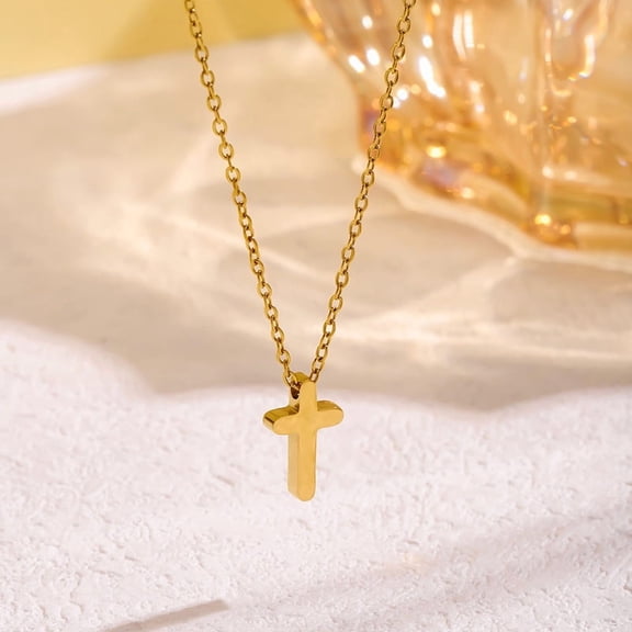 Small Cross 14K Gold Filled Pendant Necklace for Women, Fashion Religious Jewelry Gift