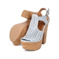 thumbnail image 4 of Qupid EK54 Women Nubuck Peep Toe Slit Cork Platform Sandal, 4 of 5