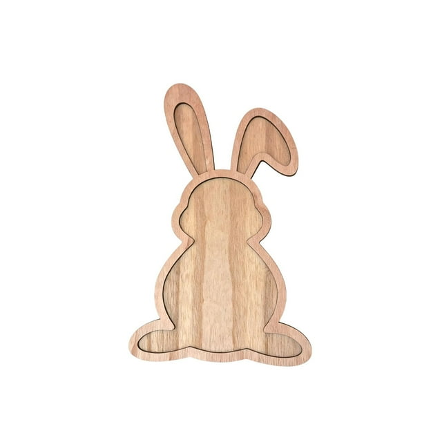 Bandeja de Zanahoria de Madera de Conejo de Huevos Decorativos de Pascua, 12x7.6In Caki Plato de Postre de Fruta Festiva Pascua para la Pantalla de Bocadillos de Comida para Bebés