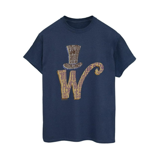 Willy Wonka T-Shirt Boyfriend en Coton avec Logo pour Femmes