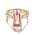 thumbnail image 2 of Limited Time Sale: Antique 1.25 Carat Peach Pink Morganite (emerald cut Morganite) and Diamond Engagement Ring in 10k Rose Gold, 2 of 2