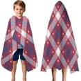 thumbnail image 3 of Red and Blue Star Argyle Pattern Hooded Bath Towel，50"x30" for Ages 3 To 12 Kids, Quick Dry Lightweight Soft Microfiber Hood Beach Towel Cover Up for Kids, 3 of 7