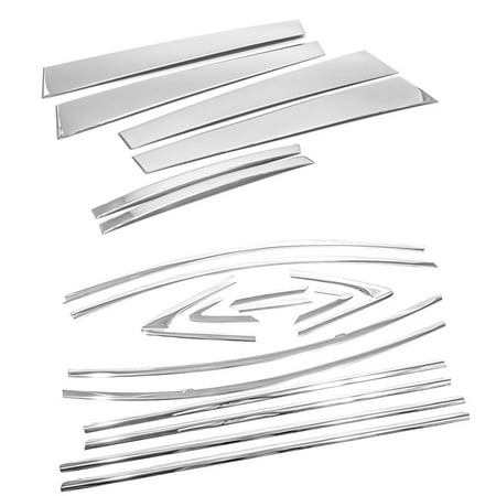 Polished Steel Kit - Sizver Polished Stainless Steel Pillar Posts+Complete Window Frame kit For 2009-2016 Chevrolet Cruze