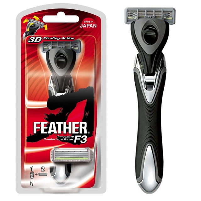 Rastrillo de Afeitar Feather F3 con Cabezal Pivotante de 3 Cuchillas