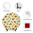 thumbnail image 4 of Bingfone Vintage White Polka Dot Sunflower Print Bone China Dinner Decorative Plates,Handmade Ceramic Dinner Plate with Stand for Home Club-7in, 4 of 6