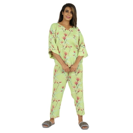 

Phagun Women Loungewear 2Pcs Pajama Set Sleepwear Top & Pajama Asian Nightwear