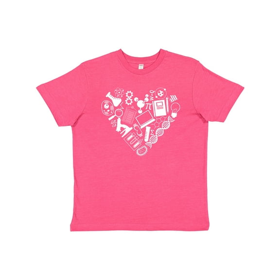 Inktastic Science Heart Beaker, Book, Dna and Microscope Youth T-Shirt