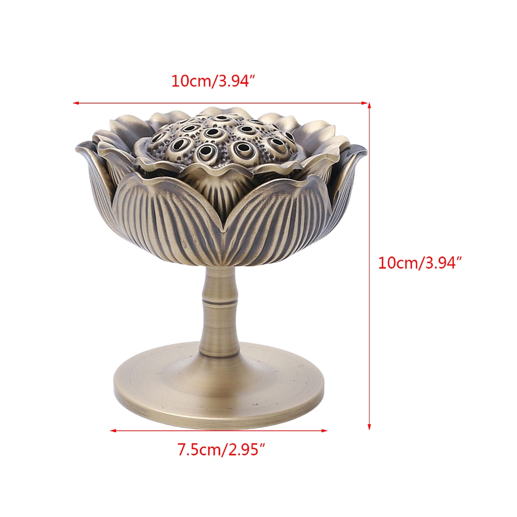 BQBQERT Incenses Seal Holder Copper Bowl Incenses Holder Lotuses Shape Lid Incenses Tray Spiritual Décor