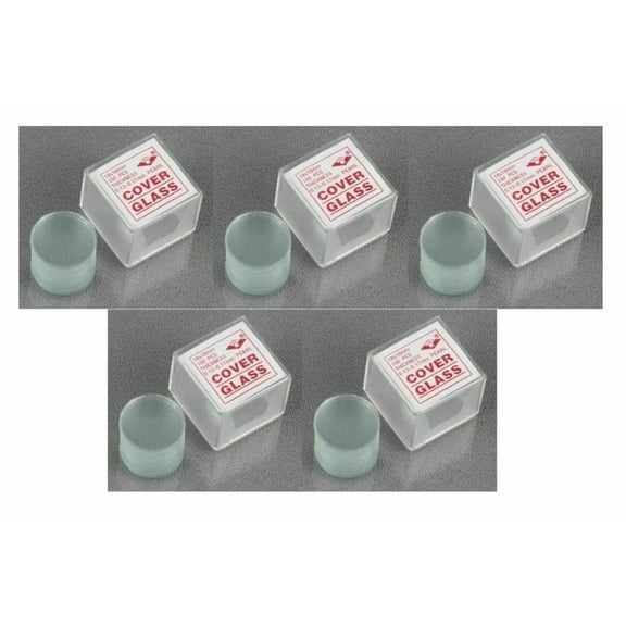 AmScope 5-Pack of 100pc Round Microscope Coverslip Slides 18mm Diameter-500 Total