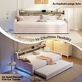 thumbnail image 6 of Merluxy Twin Daybed with Trundle, Upholstered Day Bed with Storage Headboard & Charging Station, LED Bed Frame for Bedroom/Guest Room, Velvet Pink, 6 of 10