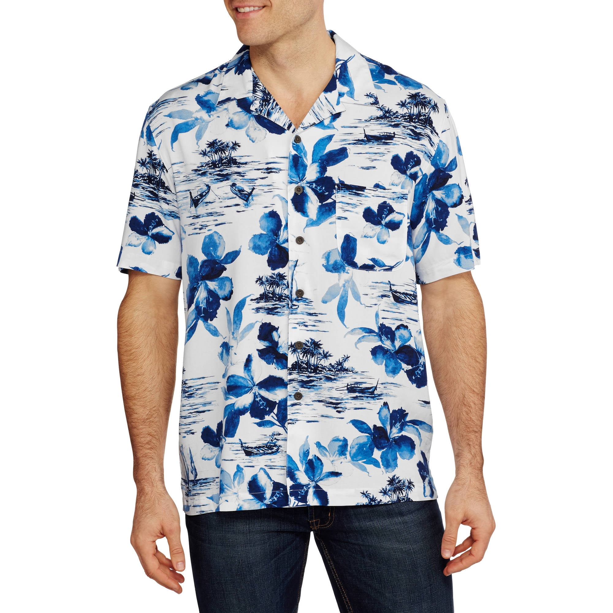 Big Men's Rayon Print Hawaiian Shirt - Walmart.com