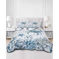 thumbnail image 2 of Quilts Twin-XL Size Bedding Set, Blue Coastal Crabs Lightweight Quilted Comforter, Summer Ocean Seahorse Coral Shells Soft Reversible Bedspread Coverlet with Pillow Covers for All Season, 68" x 98", 2 of 7