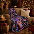 thumbnail image 3 of Psychedelic Cosmic Portal with Planets, Dreamy Celestial Style for Space Lovers, Rainbow Wave Scene and Birthday Gift, Soft Flannel Blanket for Game Room and Bedroom, Celestial Home Decor, 3 of 9