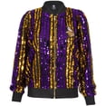 thumbnail image 2 of Women's Cuce  Purple Minnesota Vikings Slim Fit Sequin Striped Full-Zip Bomber Jacket, 2 of 4