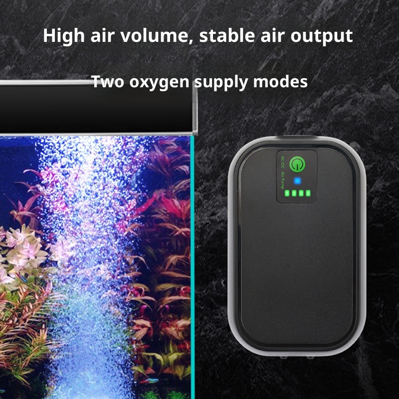 Lithium Battery Powered Portable Aquarium Air Pump for Fish Tank, USB Rechargeable Aquarium Bubbler Aerator for Outdoor Fishing, Power Outages and Emergency