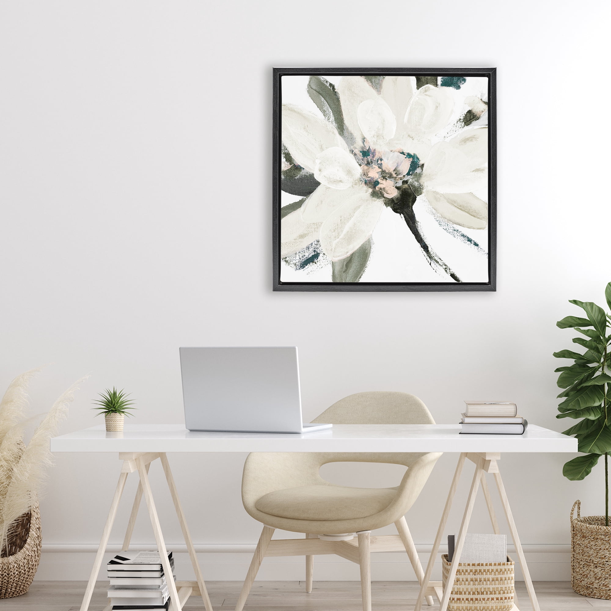 Stupell Industries Naturally Blooming Botanical Black Framed Floater Canvas Wall Art, design by Lanie Loreth