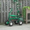 thumbnail image 2 of Outsunny Garden Scooter, Rolling Cart with Tray, Bucket, Green and Black, 2 of 8