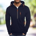 thumbnail image 2 of Hoodies,Men Quarter Zip Pullover Hoodie Lightweight Multiple Pockets Comfortable for Everyday Outdoor Wear,Men's Fashion Hoodies & Sweatshirts,04 Navy,S, 2 of 5