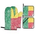 thumbnail image 1 of Benin Flag Oven Mitts And Pot Holders Sets Baking Sets For Kitchen Bbq Gloves Heat Resistant Cooking Fingerprint Country Pride Identity 4 Pcs, 1 of 8