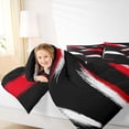 thumbnail image 4 of Homewish Stripe Line Pattern Bedding Comforter Set,Modern Graffiti Geometric Twin Comforter Sets,Black Red White Bedding Set For Girl Teens,Breathable Home Decor Reversible,2pcs, 4 of 8