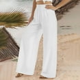 thumbnail image 4 of Savings Clearance 2024 Womens Pants Wide Leg Trousers Solid Color Slacks Straight Leg Pants Plus Size Trousers Trendy Stretch Slacks Elasticated Waist Pants Oversized Walking Trousers, 4 of 5