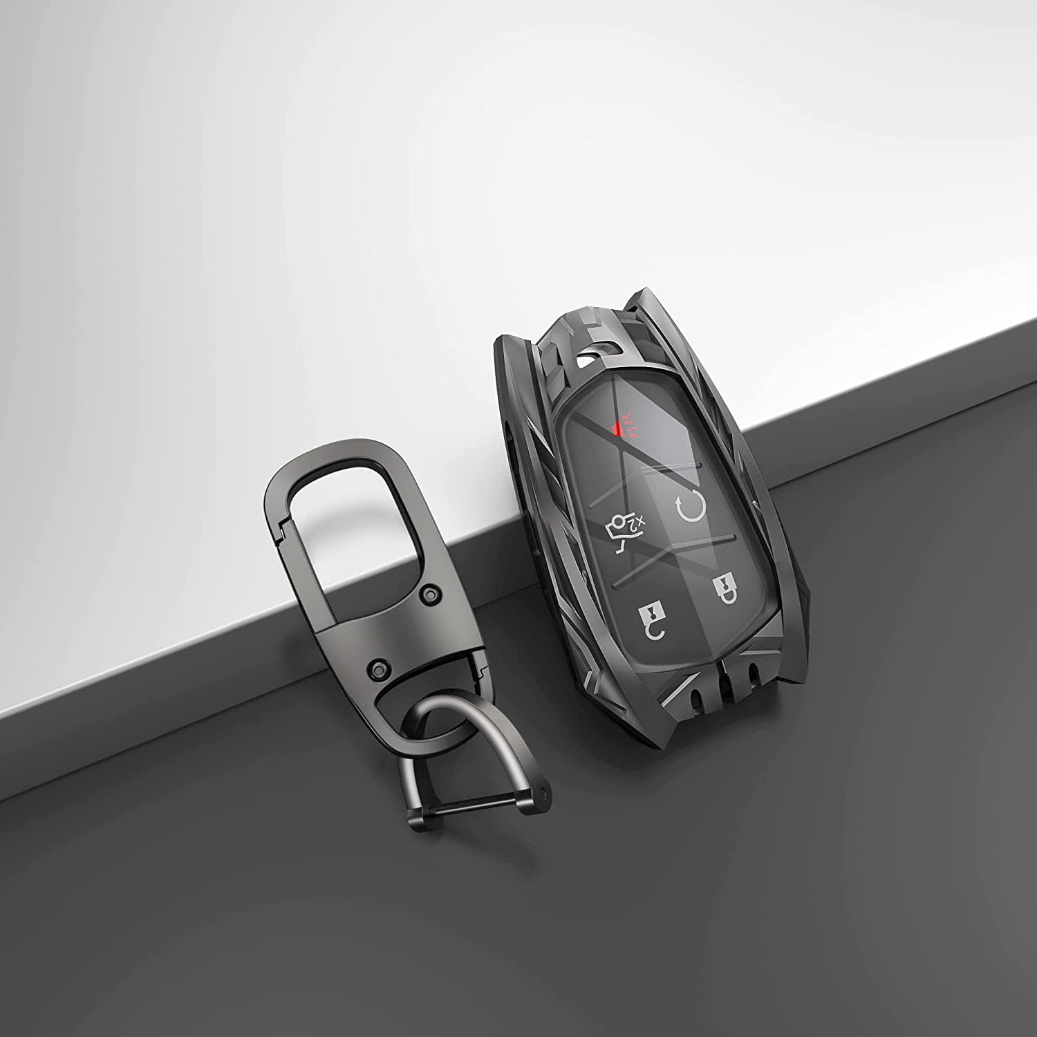 Metal Key Fob Cover for Cadillac, for 2015-2019 Cadillac Escalade CTS SRX XT4 ATS STS CT6 SRX 5-Buttons Full Protection