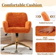 thumbnail image 3 of ENYOPRO Office Chair with Chrome Legs, Ergonomic Teddy Desk Chair Vanity Chair with Wheels, Modern Computer Chair for Home Office,Orange, 3 of 6