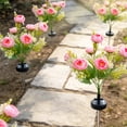 thumbnail image 5 of Rirool 2-Pack Pink Solar Peony Flower Garden Stake Lights, Warm White LED Outdoor Waterproof Decorative Lights with Auto On/Off for Yard Lawn Patio Pathway Walkway Flower Bed Decor, 5 of 8