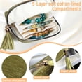 thumbnail image 3 of Travel Jewelry Zipper Pouch Portable Organizer Bag Foldable Tassel Case Small Storage Pouch Large Capacity Soft Travel Bag for Necklaces Bracelets Rings & Earrings,Green,5-Layer, 3 of 7