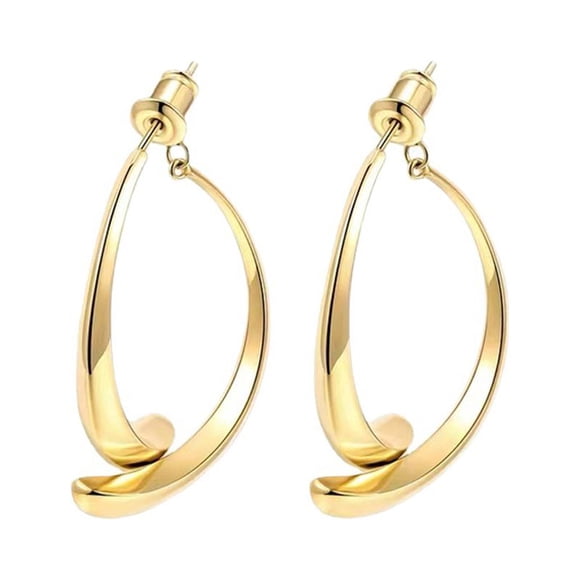 Gold Post Hoop Earrings for Women