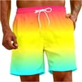 thumbnail image 5 of HBYJLZYG Board Shorts For Men, Summer Gradient Print Quick Dry Beach Shorts With Pockets Plus Size Drawstring Multicolor Shorts, 5 of 9