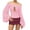 Pink, variant on Womens Off-Shoulder Top, Stretchy Rayon Blend, Long Puff Sleeves, Summer Nights Out, Clubbing & Date Nights