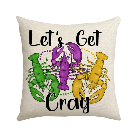 RyanK Mardi Gras Decorations Carnival Pillow Cover Mask Ball Pillow Cover Home Decoration Sofa Living Room Letter Print Pillow Cushion 17.7in