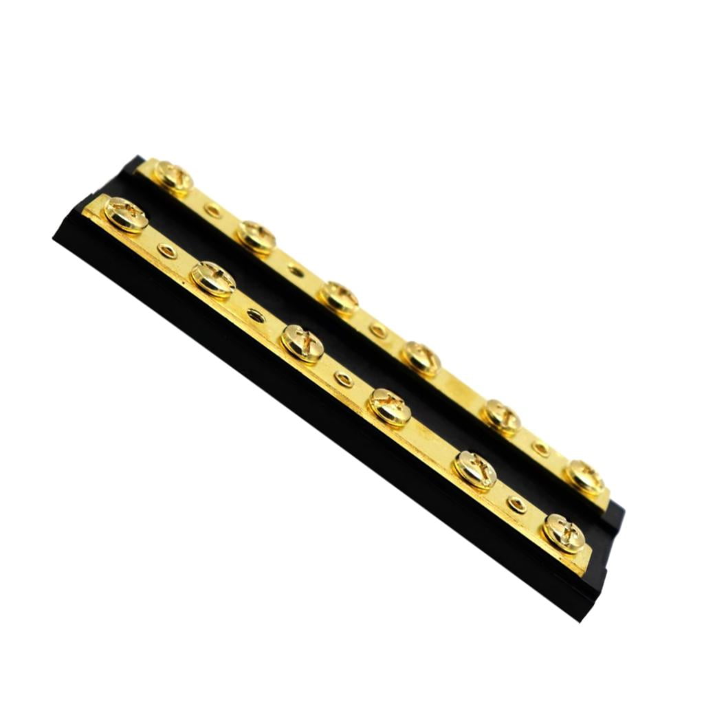 Vensio 2-Pack 12-Position Brass Bus Bar Terminal Blocks Power Distribution Junction for Marine Boat RV