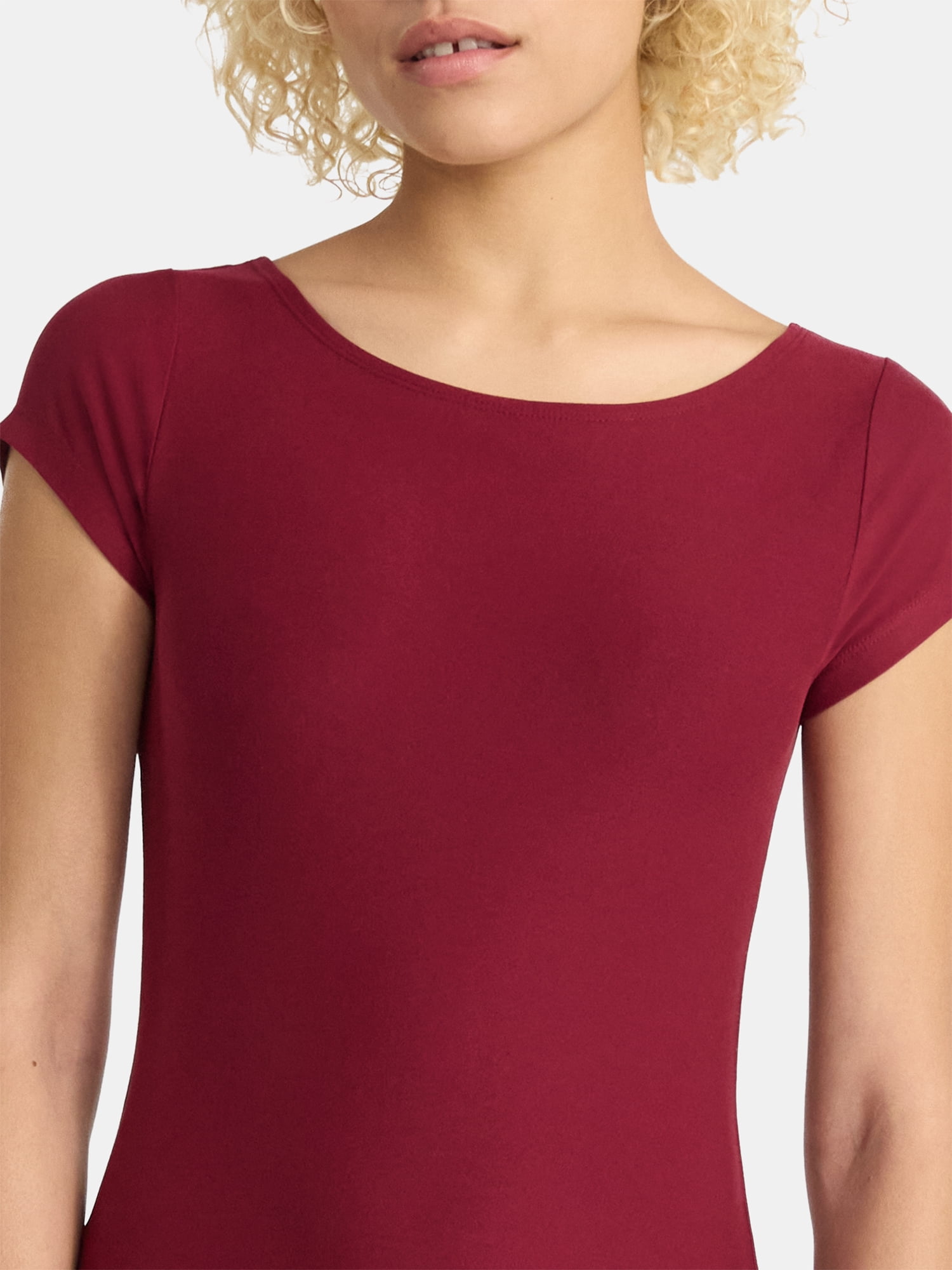 No Boundaries Scoop Neck Mini Dress with Short Sleeves, Women’s