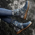 thumbnail image 6 of Juebong Vintage Red Boots Large Printed Hiking Boots Winter Slip On Combat Leather Boots,Blue Size 7.5, 6 of 8