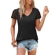 thumbnail image 5 of Camisa para mujer,Blusa de encaje con cuello en V y patchwork para mujer, informal, de manga corta, de poliéster, holgada, para uso diario, sopatenor, 5 of 8
