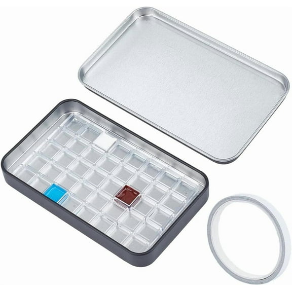 Empty Watercolor Palette 40 Grids Metal Watercolor Tins Small Paint Tray Palette Box Travel Painting Case Holder for Students Adult Artists Studio Class Home Outdoor Black 4.3x2.8inch