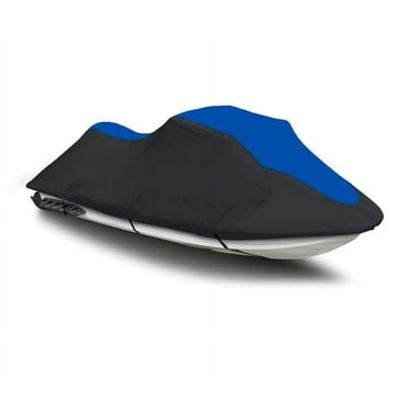 BLACK / BLUE HEAVY-DUTY, TOP OF THE LINE Jet Ski PWC Boat Cover Compatible for Sea Doo Sea-Doo RXP 2004 2005 2006 2007 2008 / RXP-X 2007 2008 2009 Trailerable