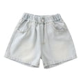 thumbnail image 3 of Shadoumai Girl Ripped Jean Shorts Cute Summer High Waisted Denim Shorts Jorts with Pocket Kids Comfortable Clothes, 3 of 8