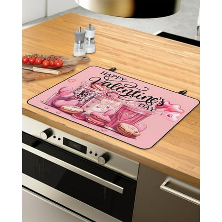 

Pink Valentines Day Stove Top Covers for Electric Stove Heat Insulation Fireproof Glass Cooktop Cover Counter Top Glass Stove Cover for Prevent Scratches 29 x21 Love Heart Desserts Coffee