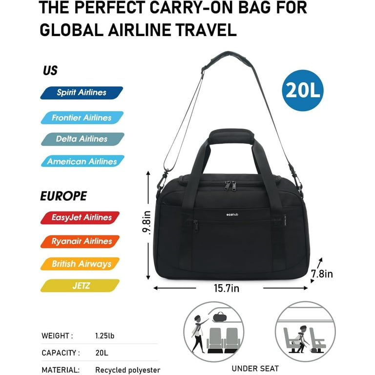 Ecohub Small Duffle Bag Personal Item ECOHUB Travel Backpack 18x14x8 Spirit Airlines Personal Item Bag Ecohub Small Duffle Bag Personal Item ECOHUB Travel Backpack 18x14x8 Spirit Airlines Personal Item Bag