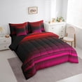 thumbnail image 3 of jejeloiu Vintage Geometric Striped 7pcs Bedding Comforter Set,Modern Abstract Art Queen Bedding Sets,Red Pink Ombre Queen Sheet Sets For Men Women,Luxury Bedroom Decor Reversible, 3 of 8