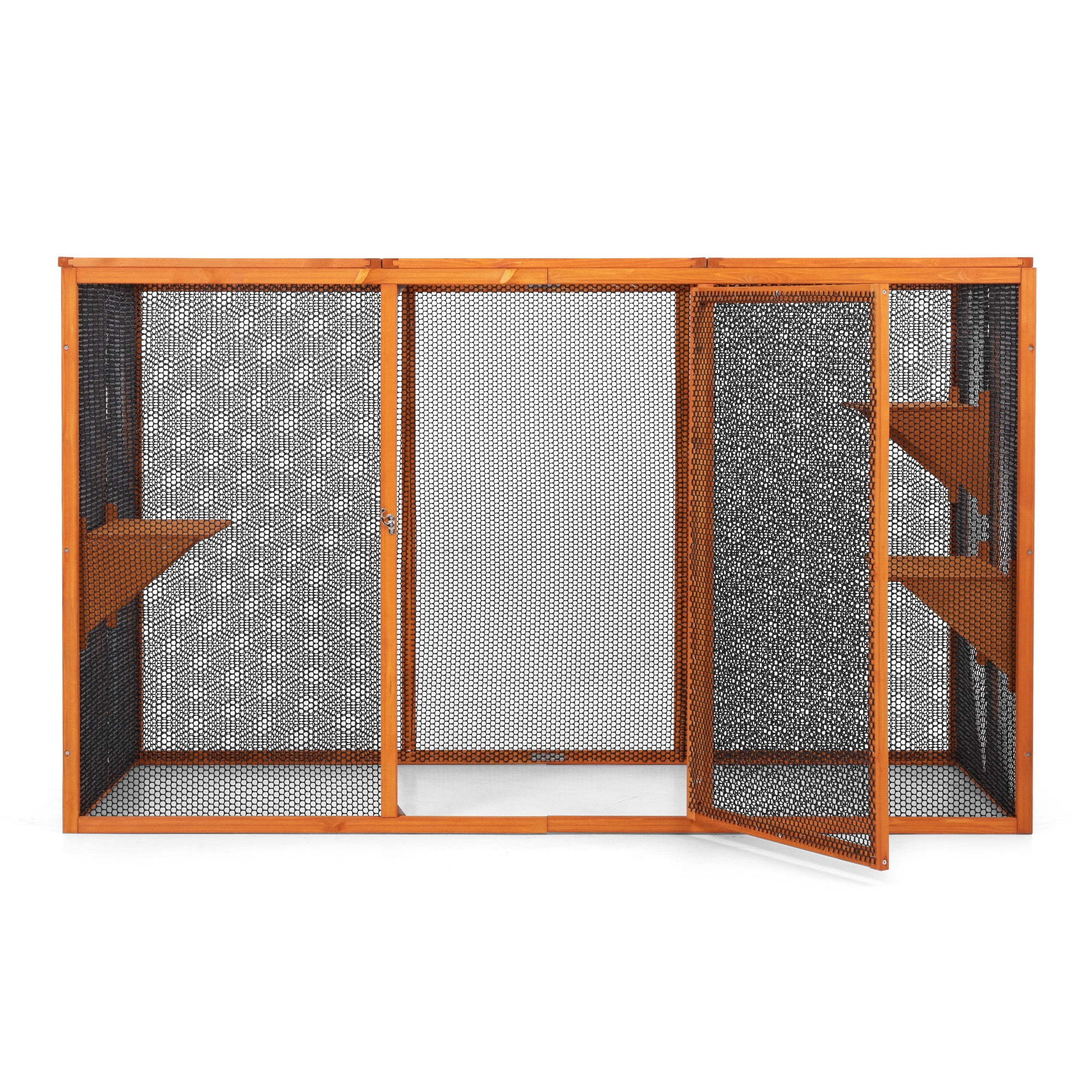 Spaco Outdoor/Indoor Cat Enclosure, Detachable Design, 3 Jumping Platforms, Waterproof Roof, Orange Color